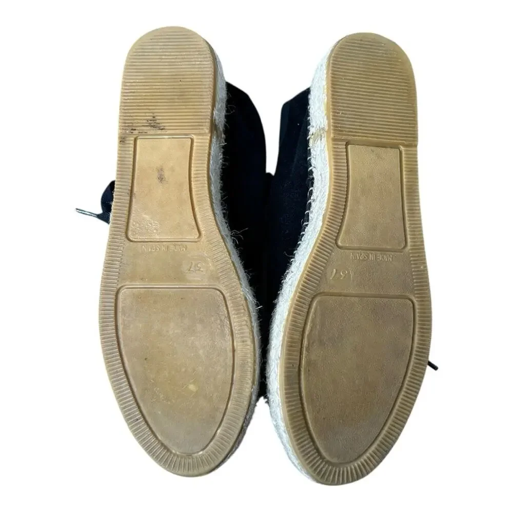 Toni Pons Lace Up Suede Espadrilles EU37 US 6.5 Black Platform Casual Closed Toe